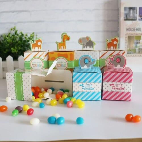 50pcs Animal Baby Shower Box Birthday Party Cute Gift Bags Candy Bags Jungle Party Cookie Box Birthday Party decorations kids