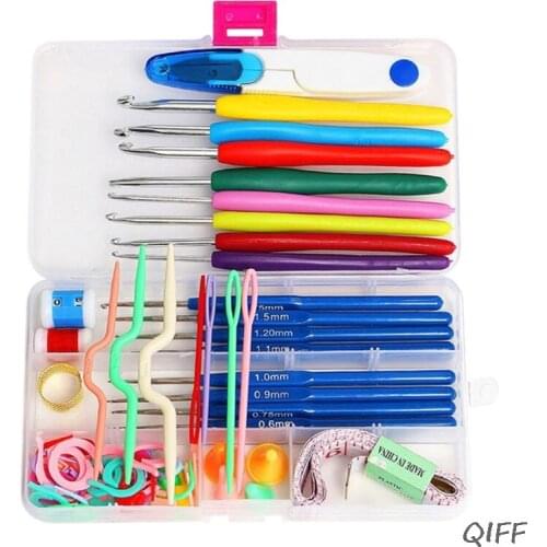 57 In 1 16 Sizes Stainless Steel Sewing Crochet Hooks Yarn Knitting Needles Set