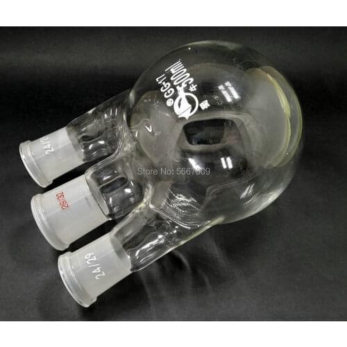 1PCS 50ml to 2000ml Laboratory Glass Standard straight Ground Joint Round bottom Boiling Flask with three necks for Distillation