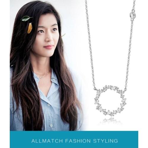 Trendy Crystal Circle Necklaces For Women Fashion Long Sweater Chain Necklaces 2021 Party Jewelry Gift