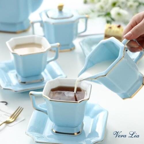 European Ceramic coffee cup set cafe restaurant with english tea set coffee accessories household tea pot and cup saucer set