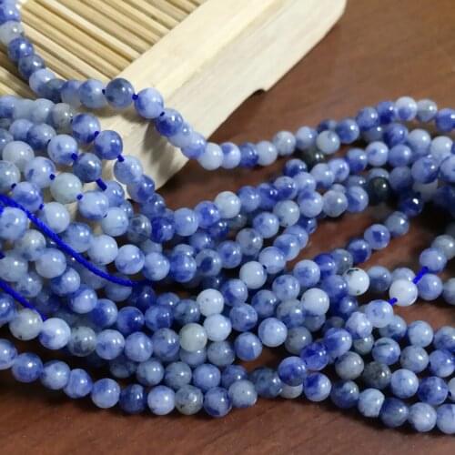 Natural blue point stone 2mm 3mm round beads fashion diy necklace bracelet for women spacers accessories loose beads 15inch B402