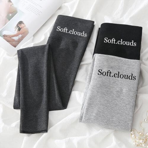 2021 New Spring And Autumn Grey Thread Leggings Womens Thin High Waist Embroidered Autumn Pants