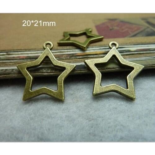 BULK 100 Star Charms Antique Bronze Tone 2 Sided,Lovely Open Star Pendant 20*21mm Metal Alloy Jewelry Supplies