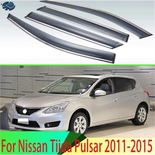 For Nissan Tiida Pulsar 2011-2015 Second generation (C12) Plastic Exterior Visor Vent Shades Window Sun Rain Guard Deflector