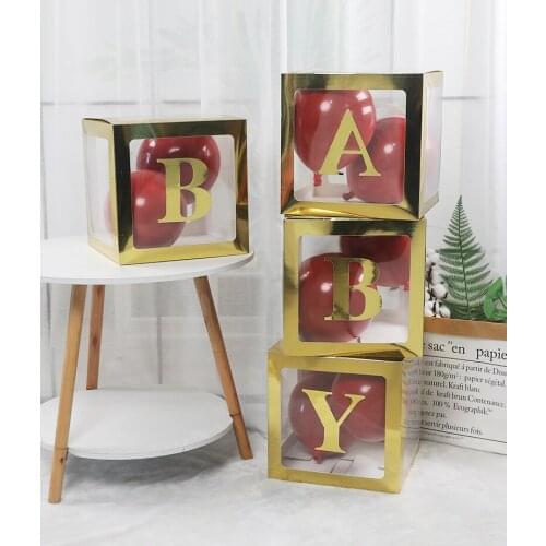 1set 30cm letter Name Transparent Balloon Box DIY 26 Letter Baby Name Box 1st Birthday Gift Box Wedding Party Baby Shower Decor