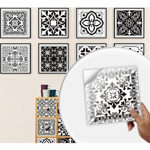 Retro Black Mosaic Pattern DIY Flat Crystal Hard Tile Home Staircase Renovation Decoration Self Adhesive Wall Sticker zooyoo