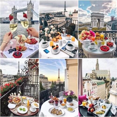 RUOPOTY 60x75cm Frame Paint By Number For Adults Tower Scenery Picture By Numbers Acrylic Paint On Canvas Home Decors Art