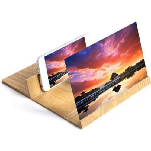 12 inch Folding 3d phone magnifier screen With Wood Frame HD Video Magnifying Glass Bracket Stand tablet holder eye protection