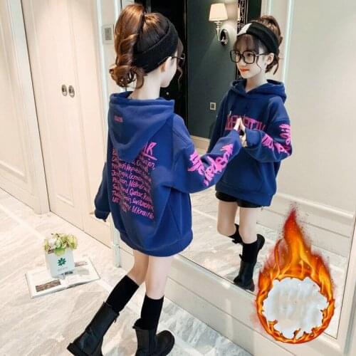 Girls' Hoodies Sweatshirts Kids Outwear 2021 Stylish Velvet Thicken Warm Winter Autumn Cotton Fleece Plus Size Childrens Clothi