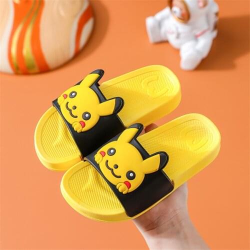 Tomy Cartoon 2021 Cute Pokemon Pikachu Summer Slippers Home Slippers Indoor Kids Shoes Figure Gifts for Children Boys Girls