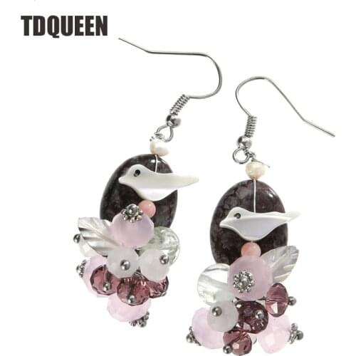 Drop Earrings Natural Stone Dangle Crystal Beads Hanging Earrings for Women Korean Fashion Brincos Handmade Drop Earing Jewelry