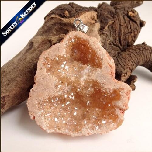 Irregular Natural Stone Pendulum Gold Plating Rainbow Crystal Druzy Pendants Sparkling Charms Necklace For Jewelry Making YS0005