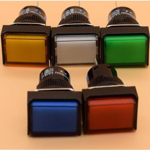 1pcs 16mm Rectangle Momentary push button switch lamp 5pins 12V