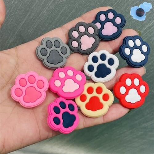 1PCS Footprint Dog Cute Pink Garden Shoes Charms Embellishment Backapck Fit Wristbands Shoe Decorations Little Kids Croc Jibz