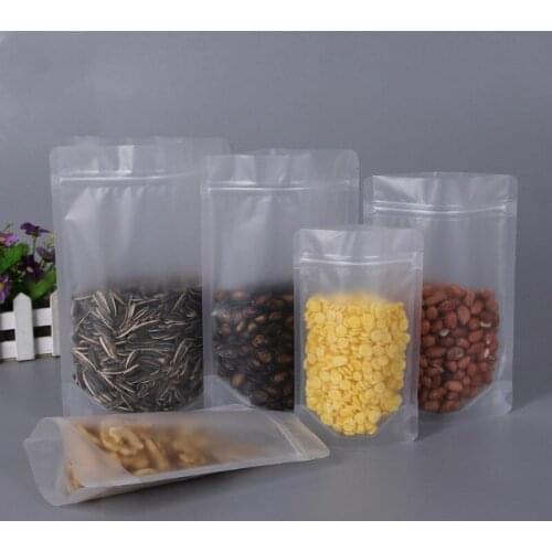 100pcs Thick Frosted Transparent Sealed Bags Snack Food candy Flower Tea Rice Ziplock Dry Fruit Self-supporting Packaging Bags