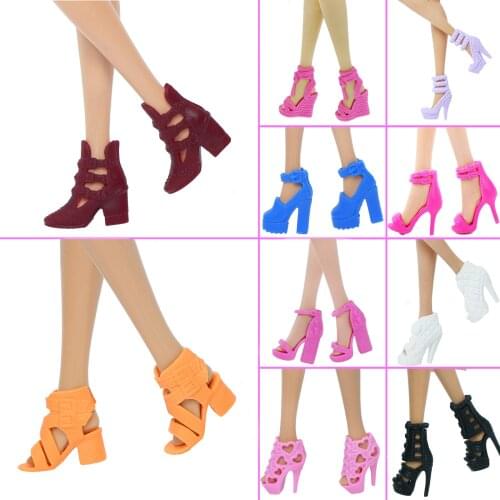 1x Fashion Elegant Shoes Mixed Style Colorful High Heels Shoes Sandals Clothes Accessories for Barbie Doll Kids Baby Girl Toy