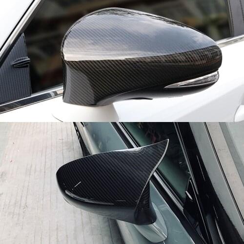2pcs Real Carbon Fiber Car Ox Horn Side Rear View Mirror Cap Shell Cover Trim For Lexus IS200 250 300 RC 200 300 350 RC F SPORT