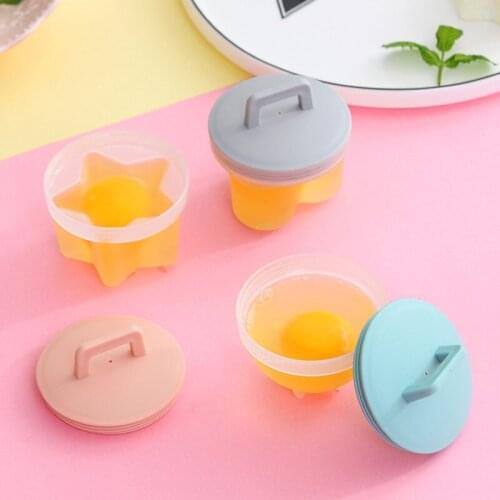 4 Pcs/Set Cute Egg Boiler Plastic Egg Poacher Set Kitchen Egg Cooker Tools Egg Mold Form With Lid Brush Pancake Maker