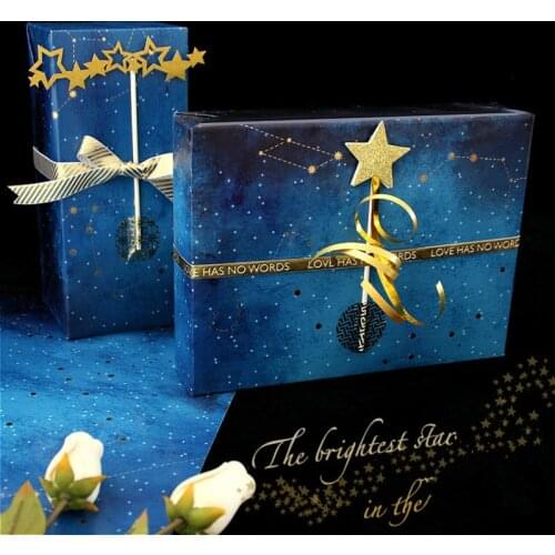 5pcs/lot Blue Starry Sky Birthday Gift Wrapping Paper 70x50cm Romantic Christmas Decoration Wrapping Paper
