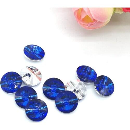 SHINE 50PCs Acrylic Sewing Buttons Scrapbooking Round Blue Single Hole 11mm Dia. Costura Botones Decorate bottoni botoes