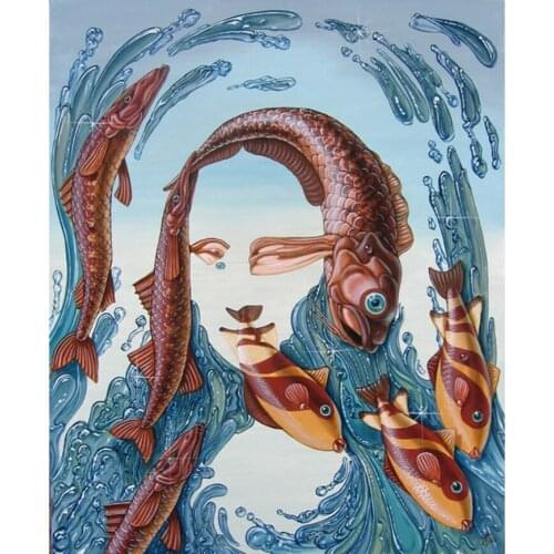 5d diy Diamond painting Diamond Embroidery Cross Stitch Kit mosaic pattern Fish & Mona Lisa picture resin full drill craft ZC054