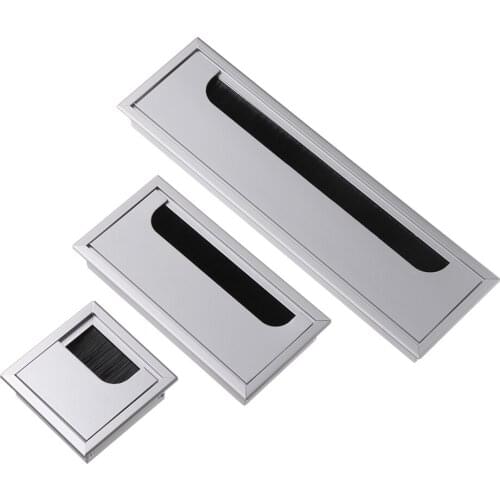 Aluminum Alloy Wire Hole Cover PC Desk Rectangle Line Box Wire Cable Grommet Office Table Hole Cover Outlet Port Cable Fastener