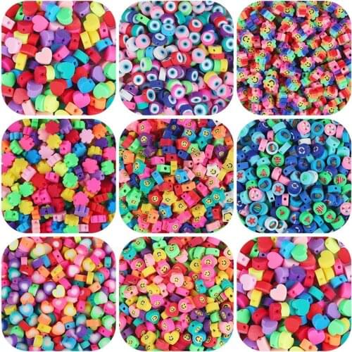Boho Beads Color Smiley Face Heart Plum Flower Star Soft Clay DIY Handmade Charm Jewelry Bag Accessorie Craft Kralen Abalorios