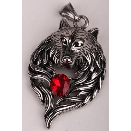 Big wolf stainless steel men necklace 316L pendant W chain biker heavy jewelry animal charm wholesale dropshipping GN41