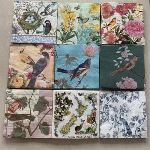 Decoupage paper napkins elegant tissue vintage towel pink bird flower butterfly birthday wedding party home beautiful decor 20