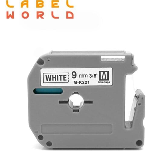 Label World MK221 Compatible Brother M-K221 Black on White 9mm*8m laminated strong adhesive label tapes for PT-80 PT-70