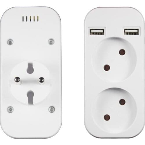 Wall socket one to two, European standard and German standard, dual USB ports can charge mobile phones, 5V2A output, TDM EKF IEK