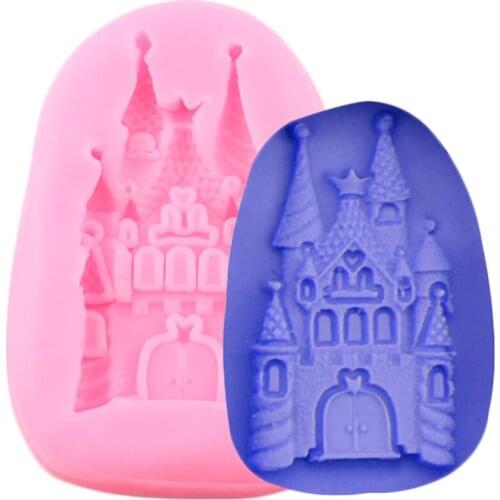 Cartoon Castle Silicone Mold DIY Baby Birthday Cupcake Topper Fondant Cake Decorating Tools Chocolate Candy Clay Resin Moulds