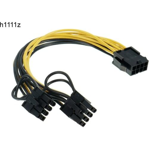 PCI-E PCIE 8p Female to 2 Port Dual 8pin 6+2p Male for BTC Miner Mining GPU Graphics Video Card Power Cable Cord 18AWG Wire 20cm