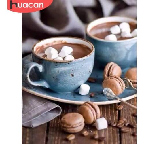 HUACAN DIY Frame Picture By Numbers Coffee Cup On Canvas Wall Art Acrylic Unique Gift Paint By Numbers Scenery For Living Room