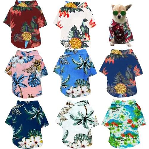 Summer Pet Printed Clothes For Dogs Floral Beach Shirt Jackets Dog Coat Puppy Costume Cat Spring Clothing Pets Outfits