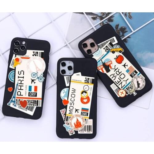 World Citiy Paris Moscow New York Travel Tickets Phone Case for iphone 12 11 Pro Mini XS MAX 8 7 6 6S Plus X 5S SE 2020 XR cover