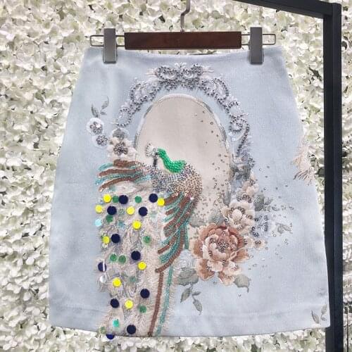 Fashion Jacquard Embroidered Beaded Sequins High Waist A-Line Fashion Tide Tassls Mini Skirt Women Clothes 2021 Summer New Style