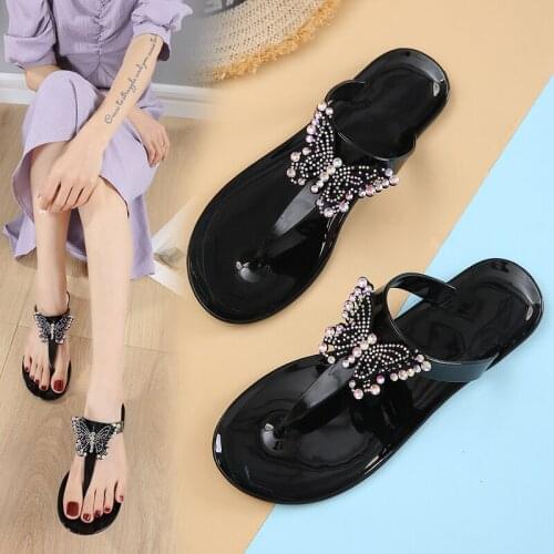 Fashion Women Flip Flop Bohemian Style Beautiful Butterfly Sexy Jelly Flat Slippers (Size 36-41)