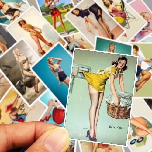 25 Pcs Classic World War II Pin up Girls New Anime Stickers for Laptop Bicycle Car DIY Wall Waterproof PVC Sexy Sticker Gift
