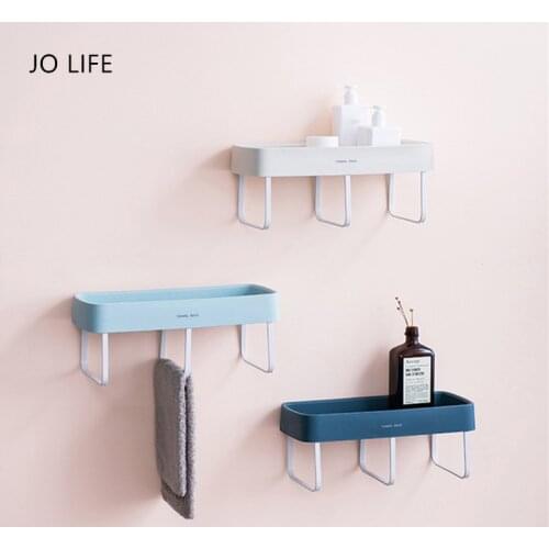 JO LIFE Wall-Mounted Towel Storage Rack Toothpaste Toothbrush Holder Hanging Storage Shelves Bathroom Tools