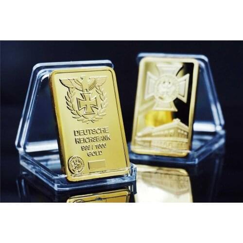 Deutsche Reichsbank 24K Gold Plated Bullion Bar German Eagle Replica Gold Bar for Collection Business Gifts