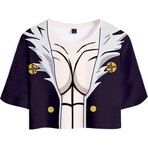 New Fashion Anime 3D Crop Tops Hunter X Hunter Hisoka Harajuku Shirts Women Short Sleeve Funny 3D Tee Shirt Femme Dropship