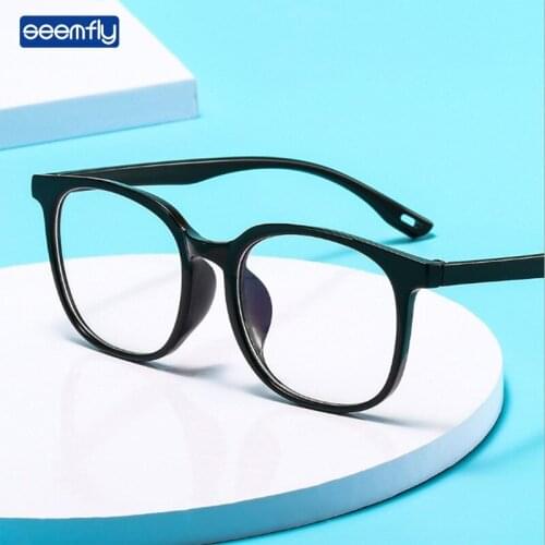 Seemfly Vintage Anti Blue Light Optical Glasses Transparent Color Frame HD Lens Plain Eyeglasses Brand Designer Square Spectacle