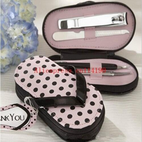 Wholesale 200 pcs/lot Pink Dot Pedicure Manicure Nail Clipper Slipper Gift Box