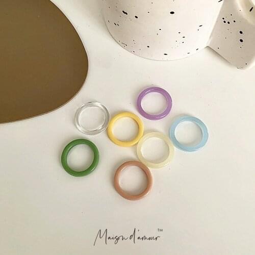 Wholesale Korean Fashion Trendy2021 Summer Simple Colorful Bohemia Resin Acrylic Women Finger Rings