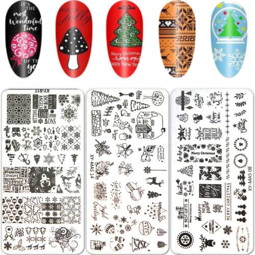 Halloween Nail Stamping Plates Pumpkin Skull Bat Spider Web Design Stamp Templates DIY Rectangle Stainless Printing Stencils