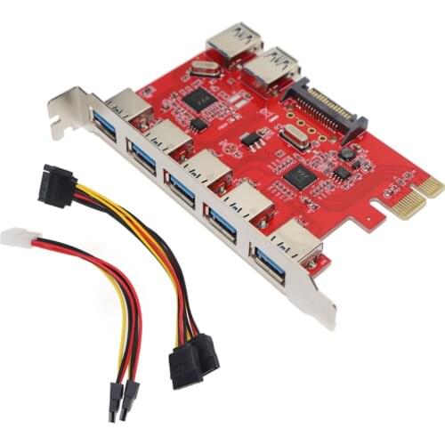 PCI-E To 5Gbps USB 3.0 Expansion Card PCI Express 5/7 Ports USB 3.0 Hub Controller Adapter With 15 Pin SATA Power Connector