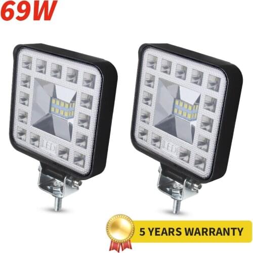 LED Work Light 24V 12V 69 Watts 3030 Chips Fog Reversing Reflector Lamps for Car Spotlights Universal 4x4 Truck FSO