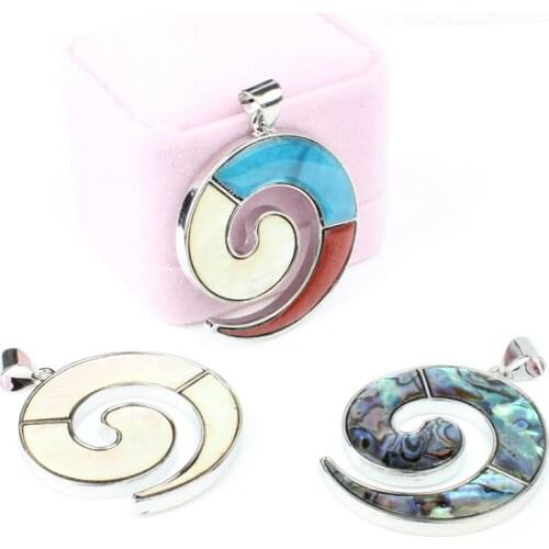 Natural Abalone Shell Reflective Circular Spiral Shape Boho Pendant for Charms Women Jewelry Making DIY Hot Necklace Parts Wicca